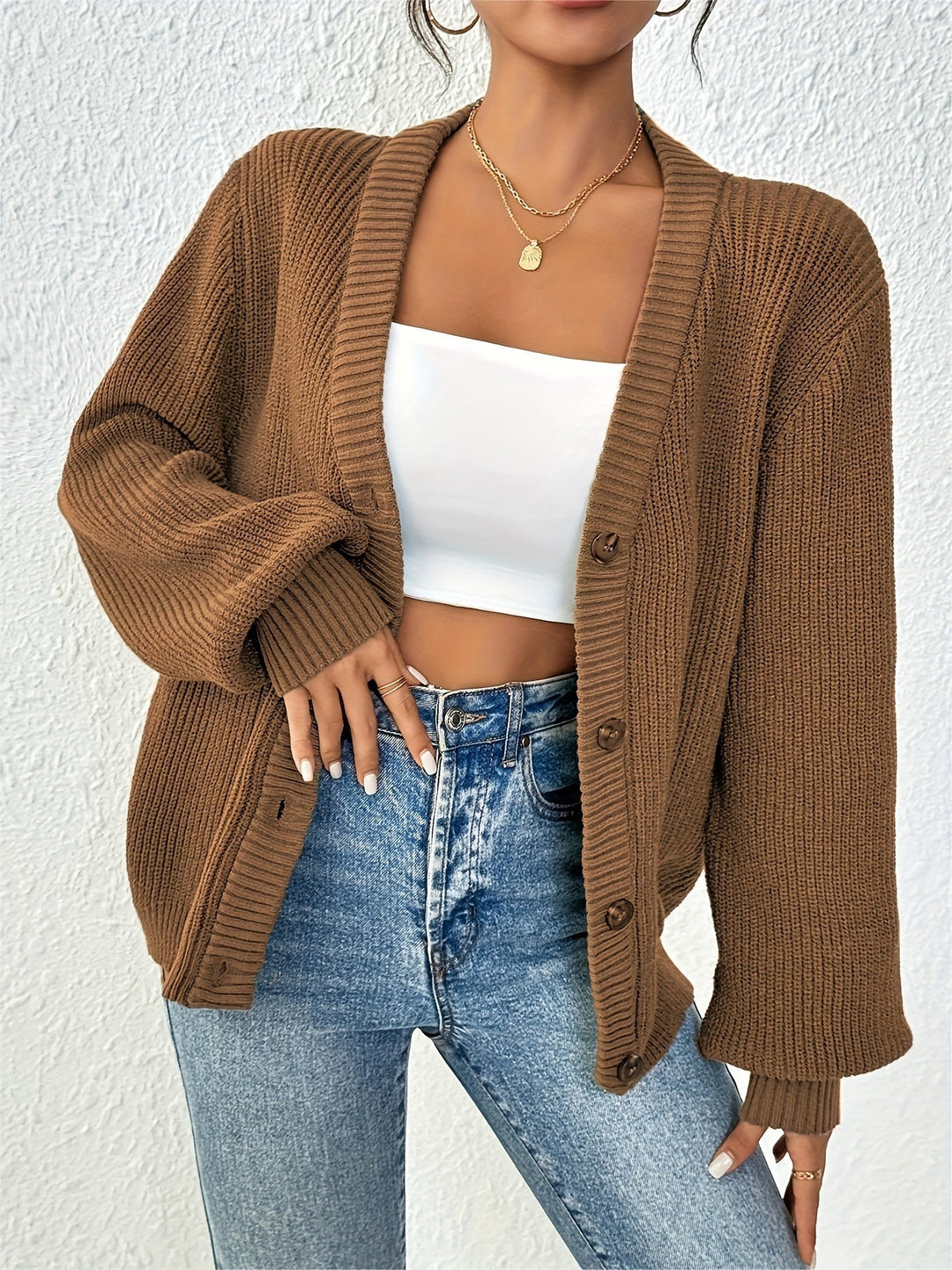 Women's Relaxed Fit Knitted Cardigan – Casual Style – BN