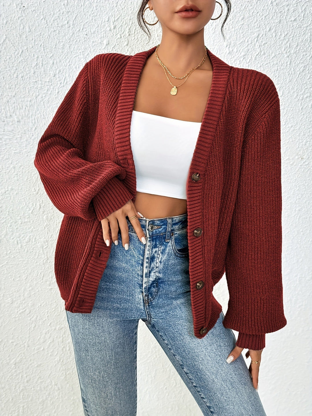 Women's Relaxed Fit Knitted Cardigan – Casual Style – BN
