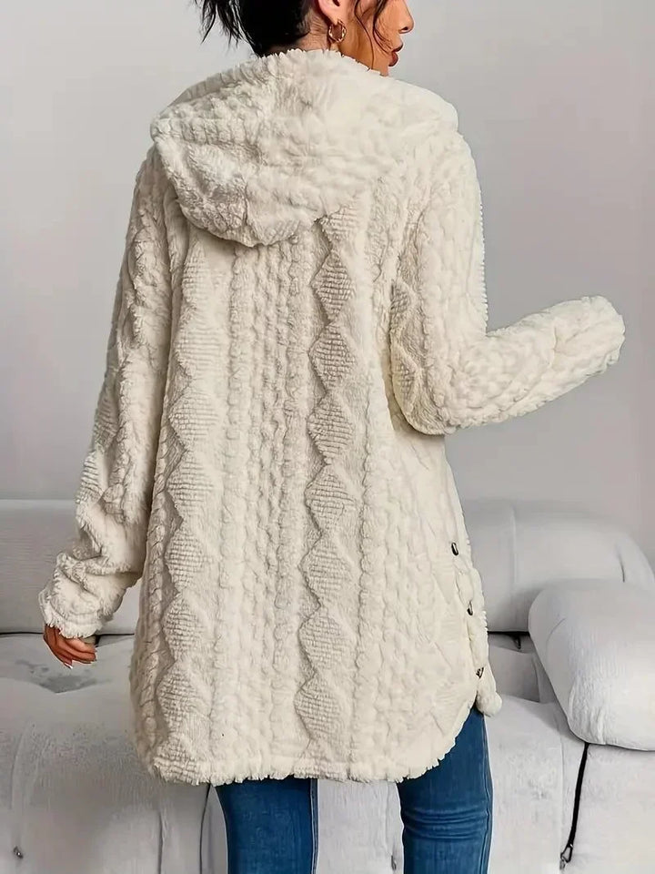 Casual Women's Hooded Oversized Fleece Gilet with Buttons – BN