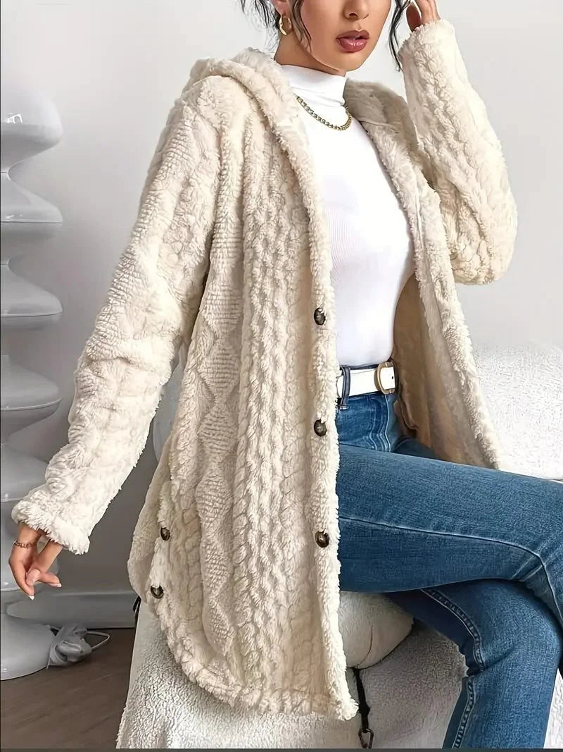 Casual Women's Hooded Oversized Fleece Gilet with Buttons – BN