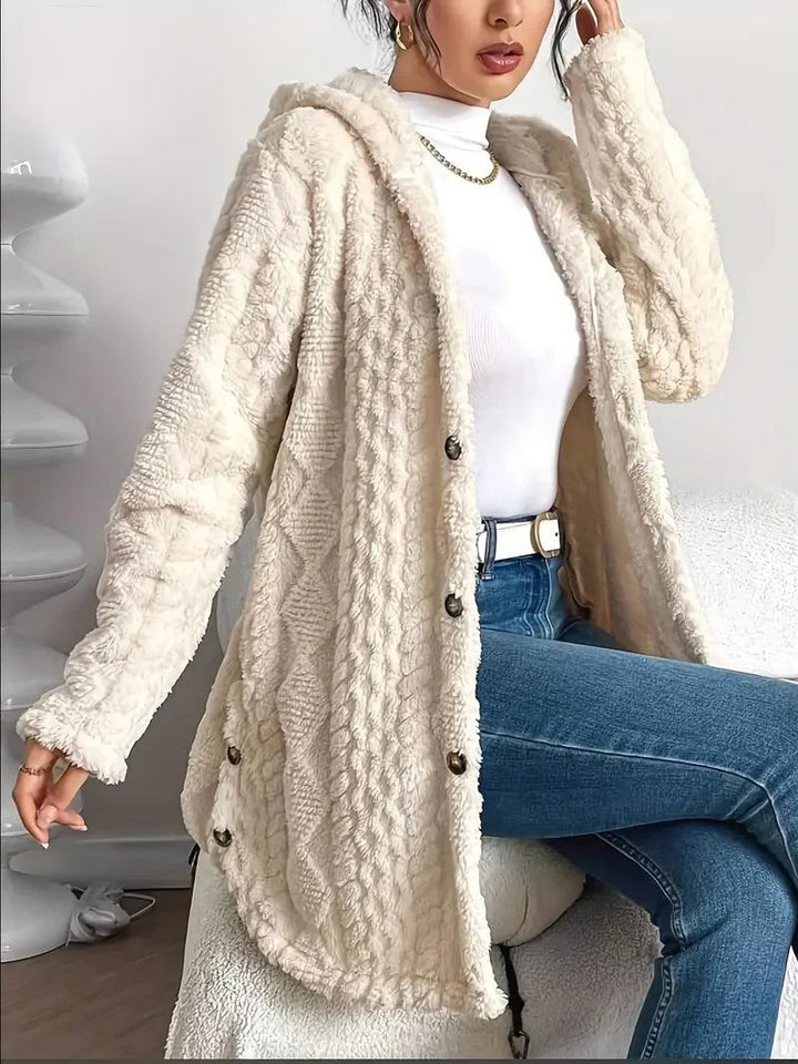 Casual Women's Hooded Oversized Fleece Gilet with Buttons – BN