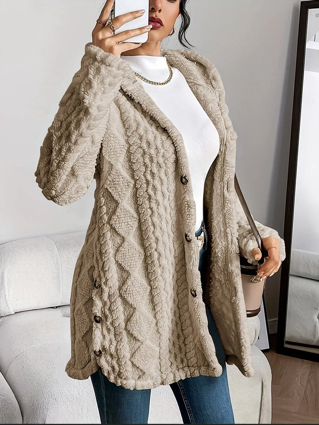 Casual Women's Hooded Oversized Fleece Gilet with Buttons – BN