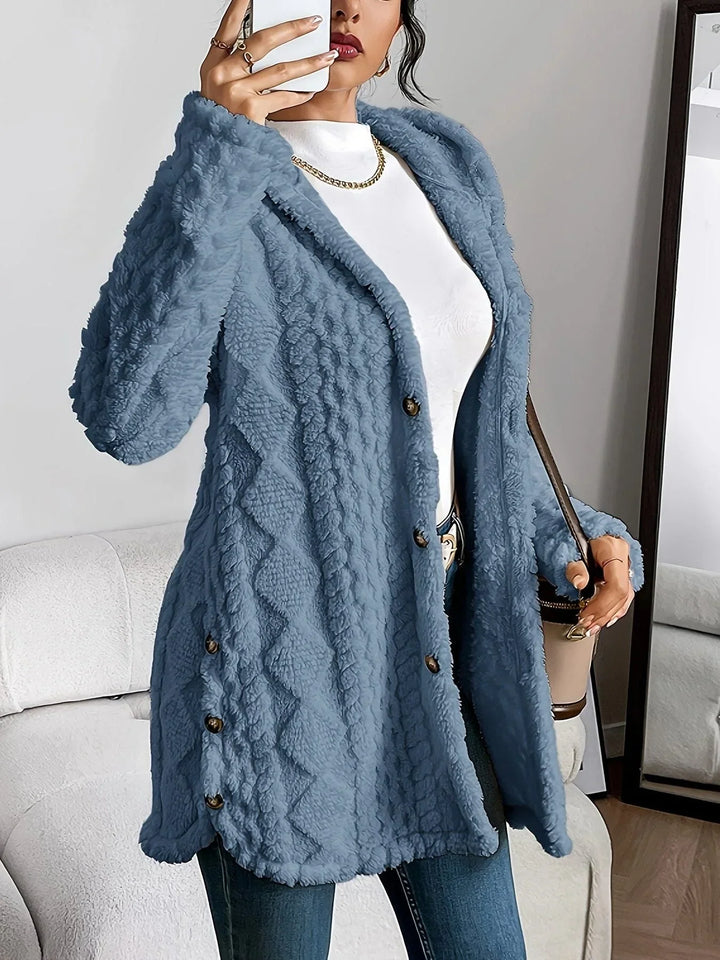 Casual Women's Hooded Oversized Fleece Gilet with Buttons – BN