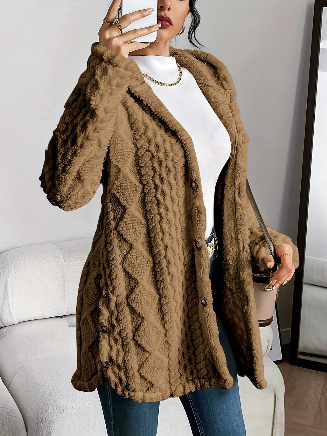 Casual Women's Hooded Oversized Fleece Gilet with Buttons – BN