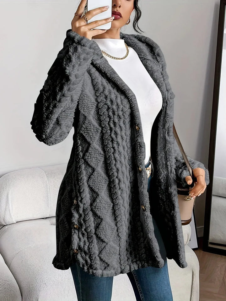 Casual Women's Hooded Oversized Fleece Gilet with Buttons – BN