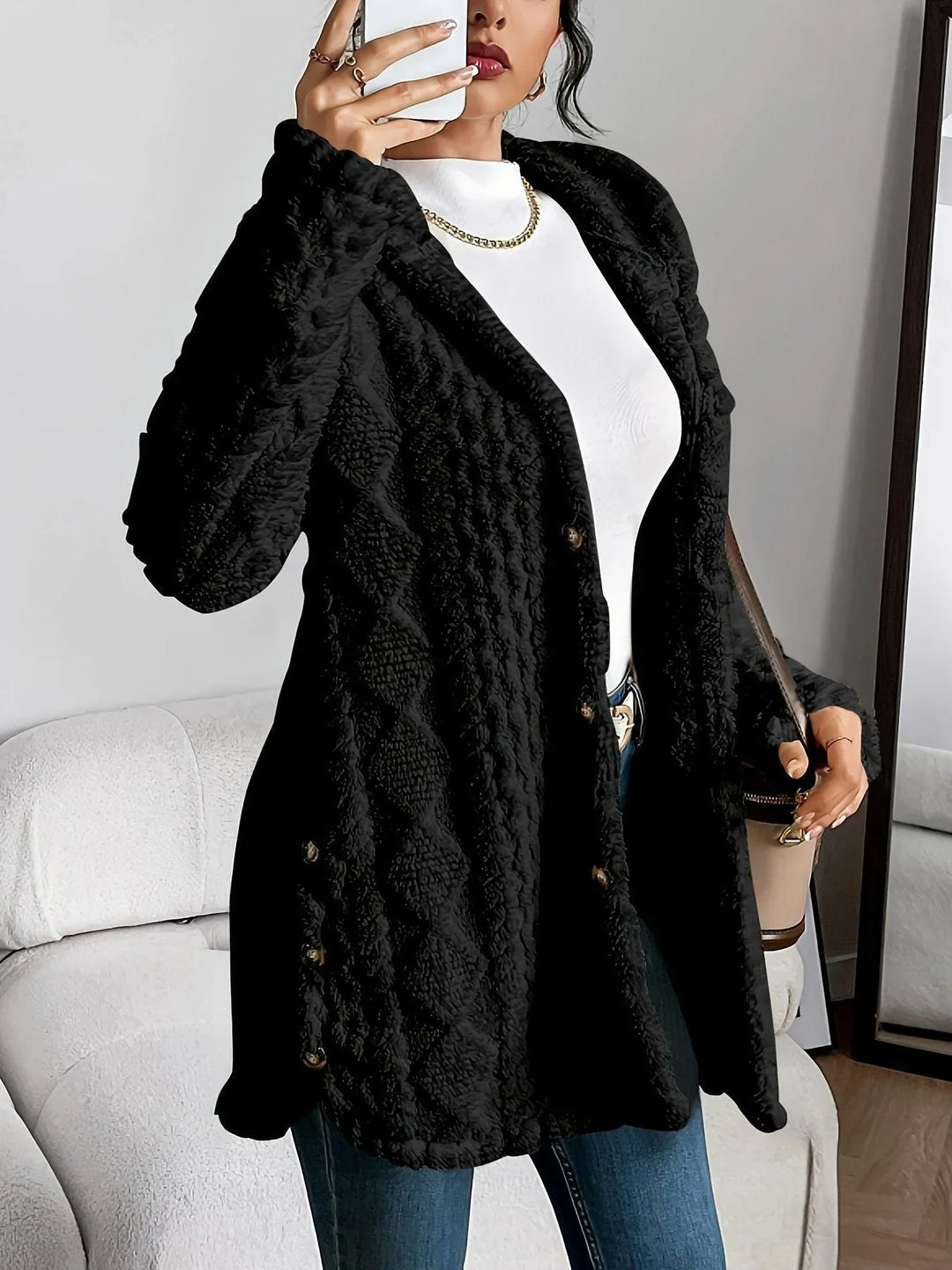 Casual Women's Hooded Oversized Fleece Gilet with Buttons – BN