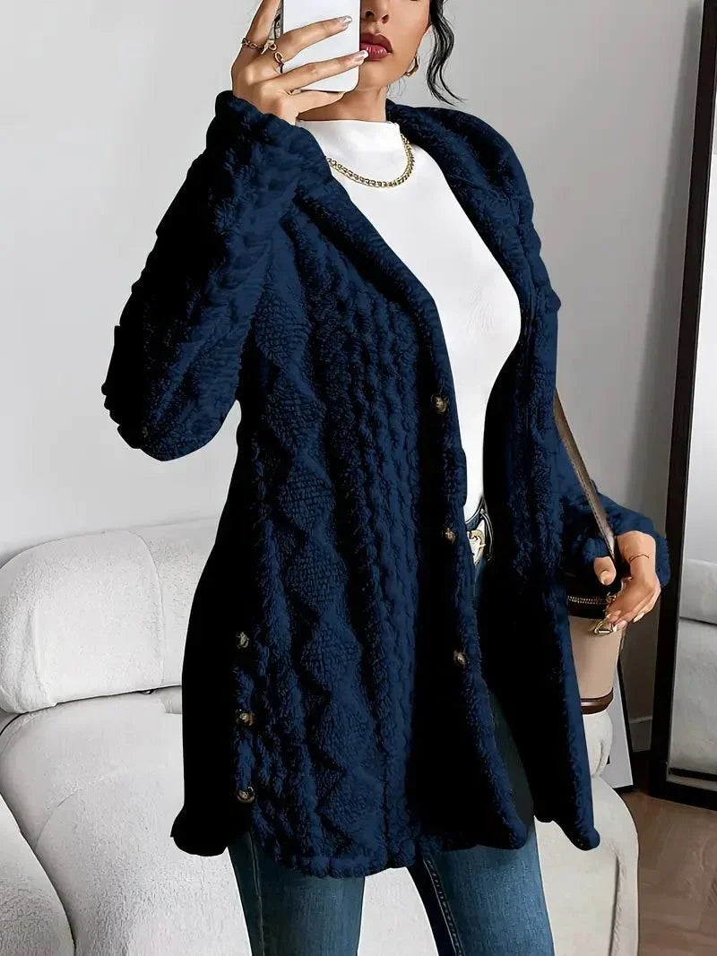 Casual Women's Hooded Oversized Fleece Gilet with Buttons – BN