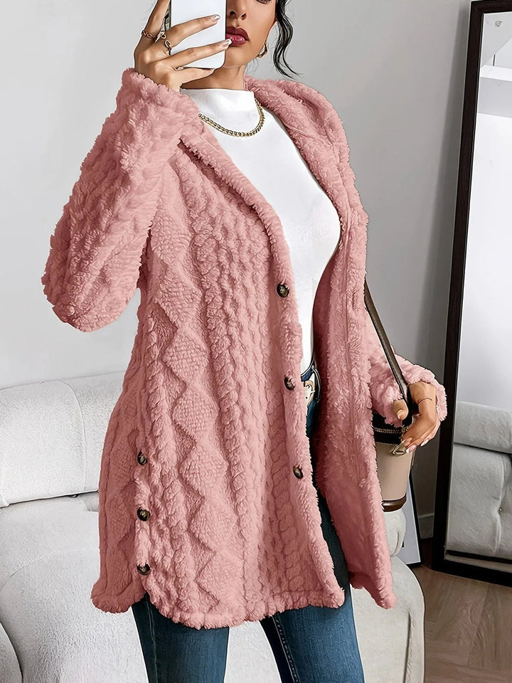 Casual Women's Hooded Oversized Fleece Gilet with Buttons – BN