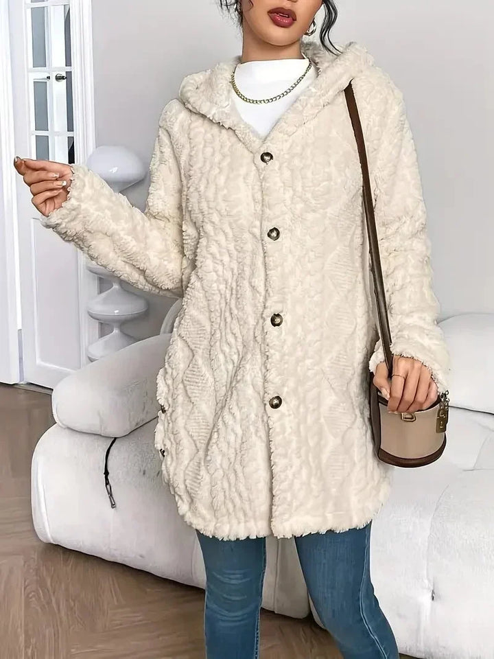 Casual Women's Hooded Oversized Fleece Gilet with Buttons – BN