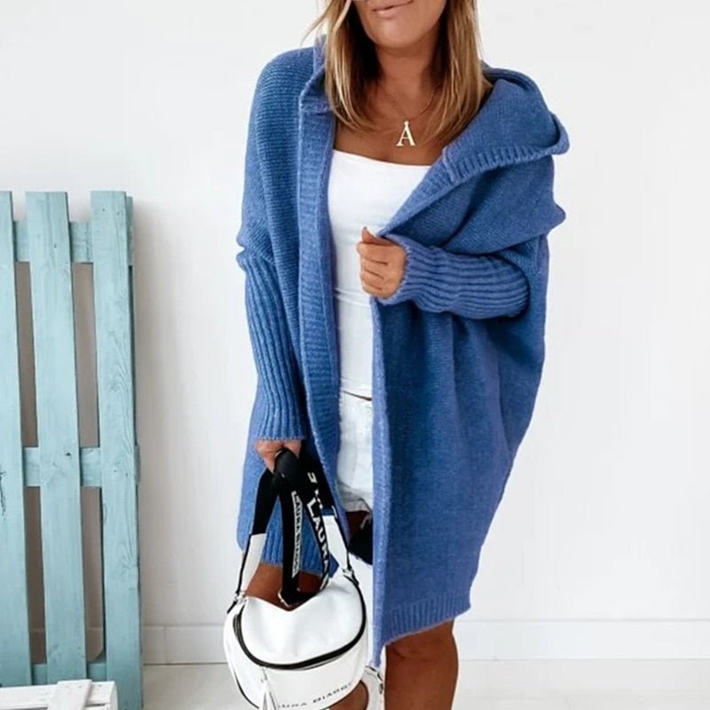Women's Oversized Hooded Knitted Cardigan – Casual Style – BN