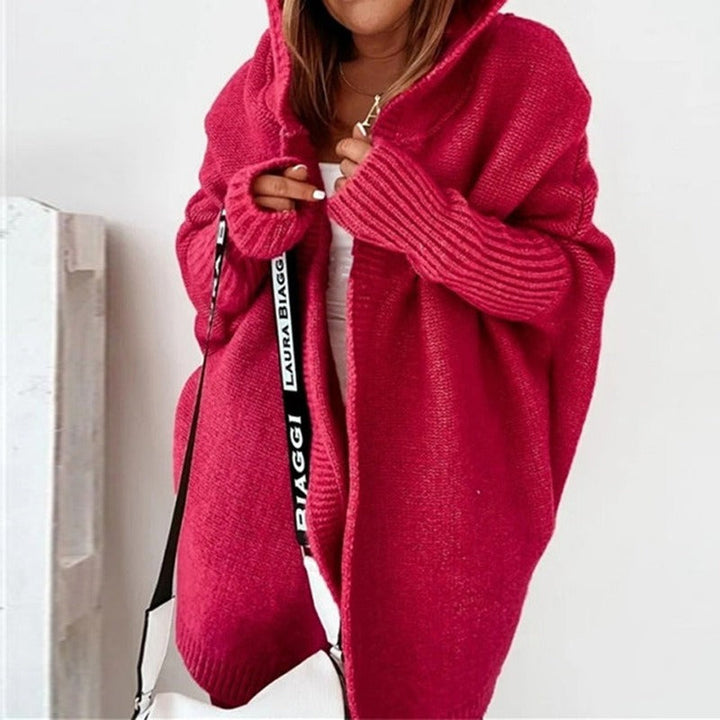 Women's Oversized Hooded Knitted Cardigan – Casual Style – BN