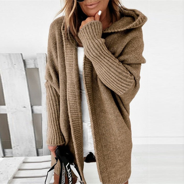 Women's Oversized Hooded Knitted Cardigan – Casual Style – BN