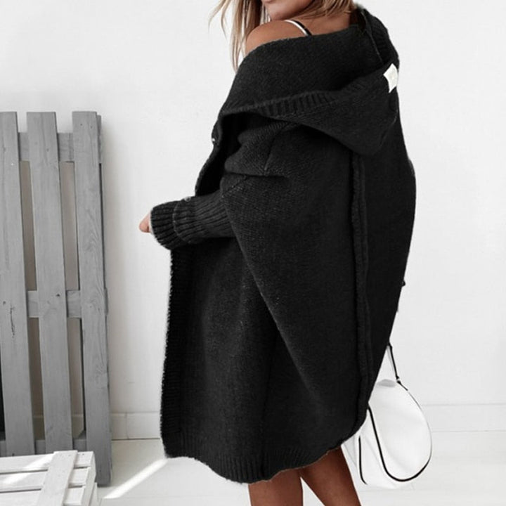 Women's Oversized Hooded Knitted Cardigan – Casual Style – BN