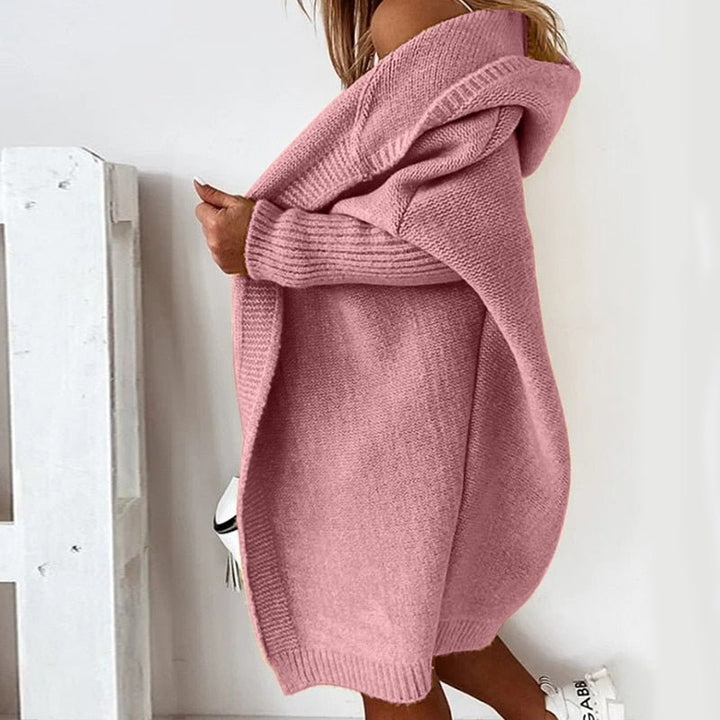 Women's Oversized Hooded Knitted Cardigan – Casual Style – BN