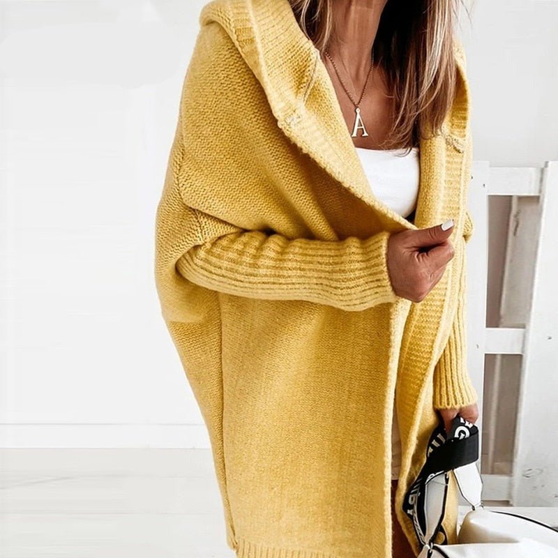 Women's Oversized Hooded Knitted Cardigan – Casual Style – BN