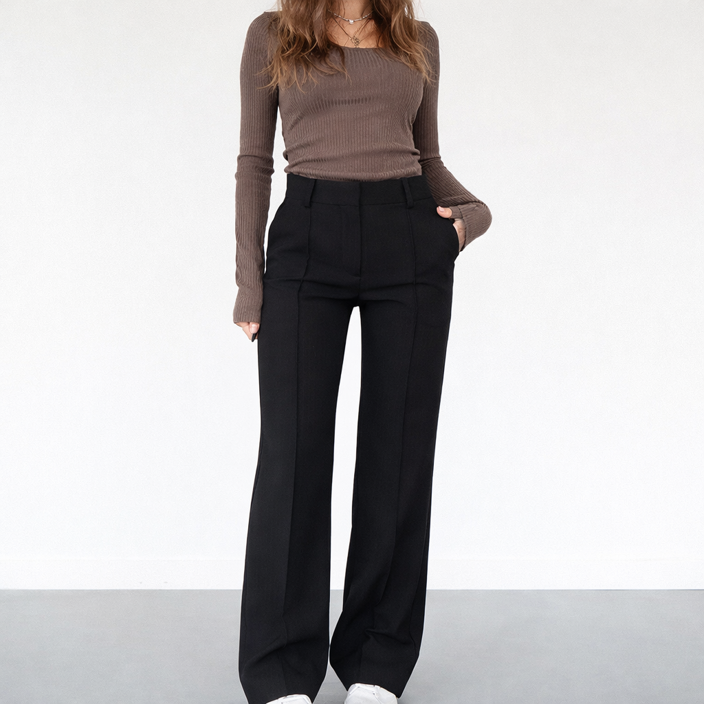 Isolde | High-Waisted Straight-Leg Trousers