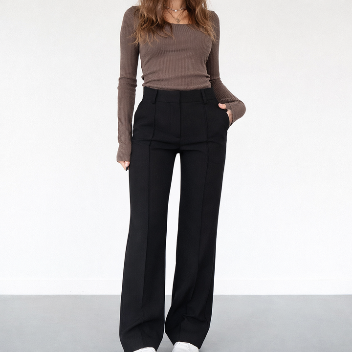 Isolde | High-Waisted Straight-Leg Trousers