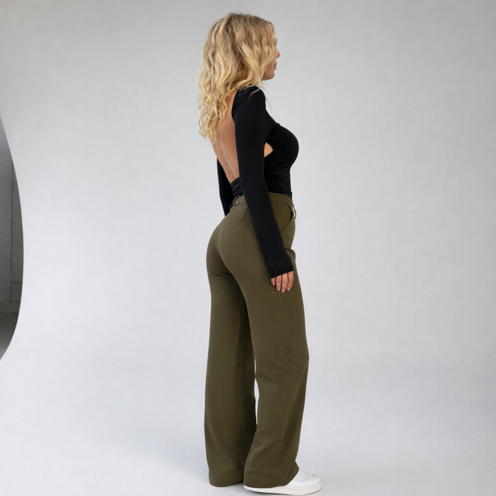 Isolde | High-Waisted Straight-Leg Trousers