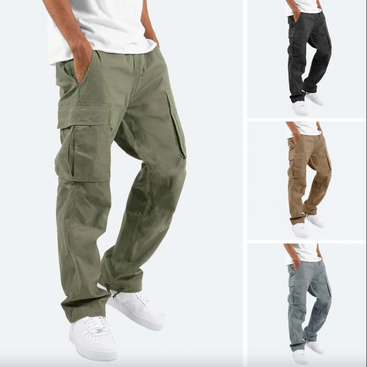 Men's Cargo Trousers Loose Fit Utility Pockets Drawstring Casual Streetwear Workwear Everyday Seth