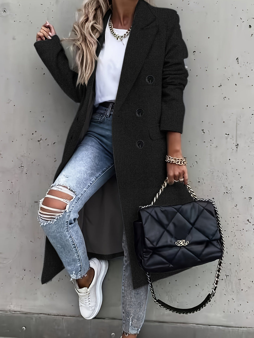 Dayna | Stylish Button-Detail Trench Coat
