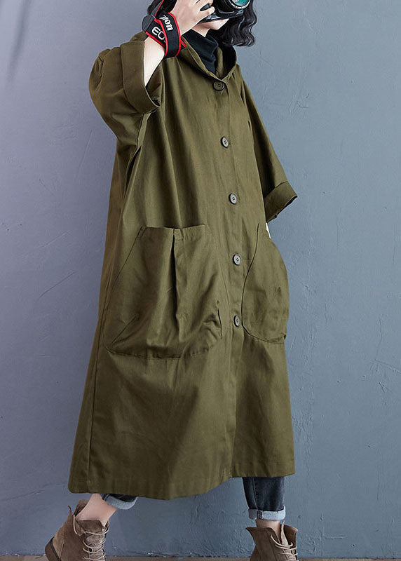 Bea | Hooded Military Green Trench Coat