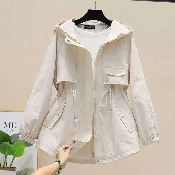Hannah | Hooded Trench Coat with Adjustable Drawstring