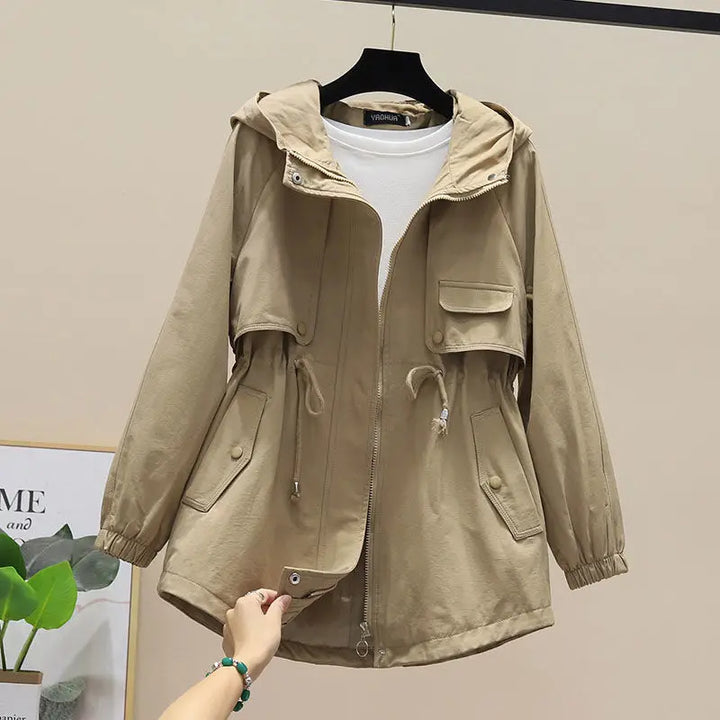 Hannah | Hooded Trench Coat with Adjustable Drawstring