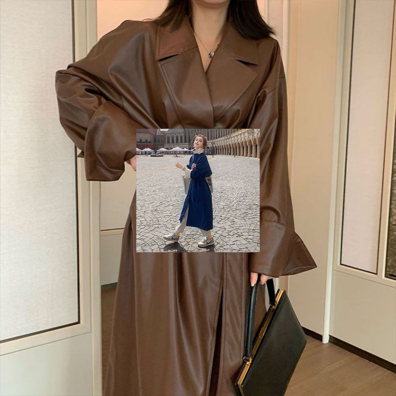 Leanna | Belted Leather Trench Coat