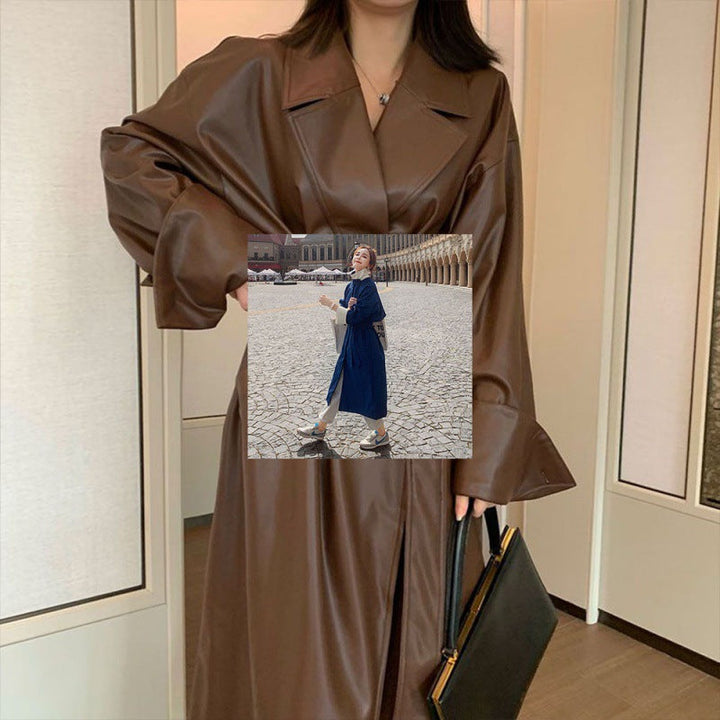 Leanna | Belted Leather Trench Coat