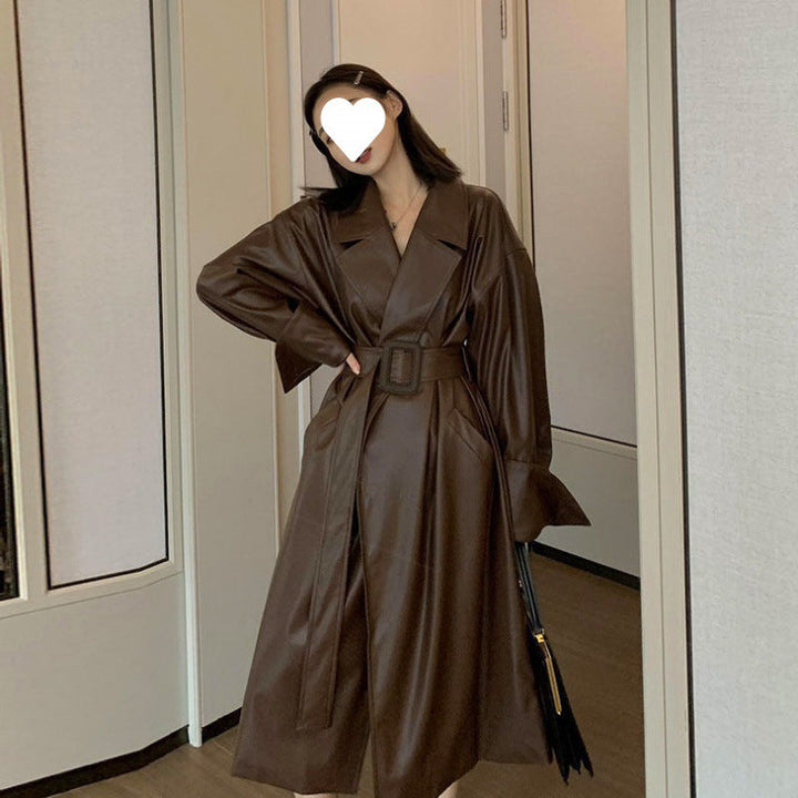 Leanna | Belted Leather Trench Coat
