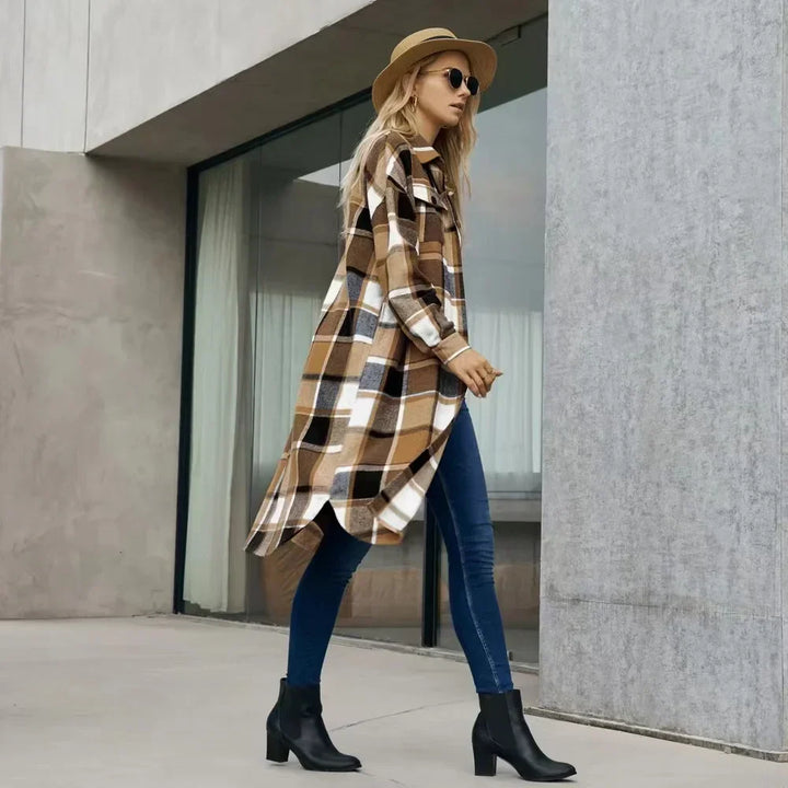 Rosannah | Side-Slit Checked Trench Coat