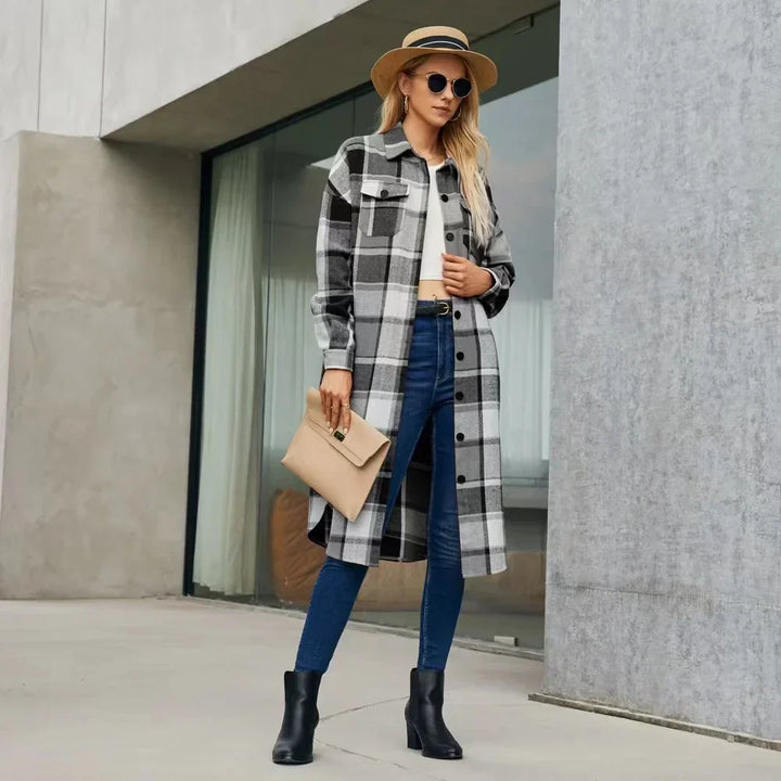 Rosannah | Side-Slit Checked Trench Coat