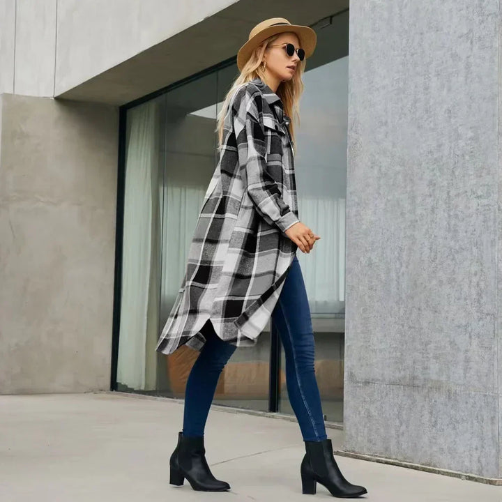 Rosannah | Side-Slit Checked Trench Coat