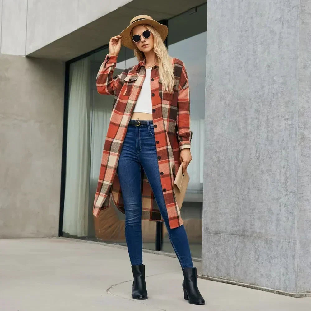 Rosannah | Side-Slit Checked Trench Coat