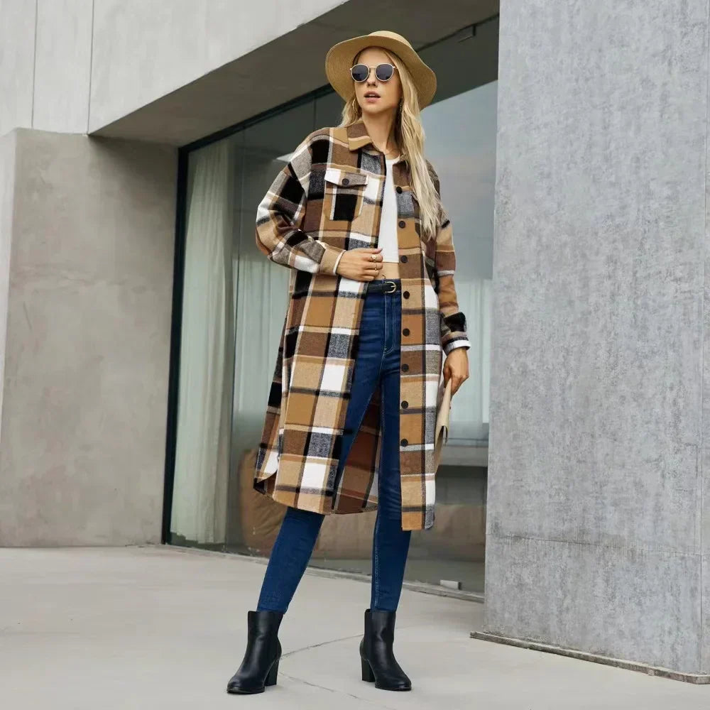 Rosannah | Side-Slit Checked Trench Coat