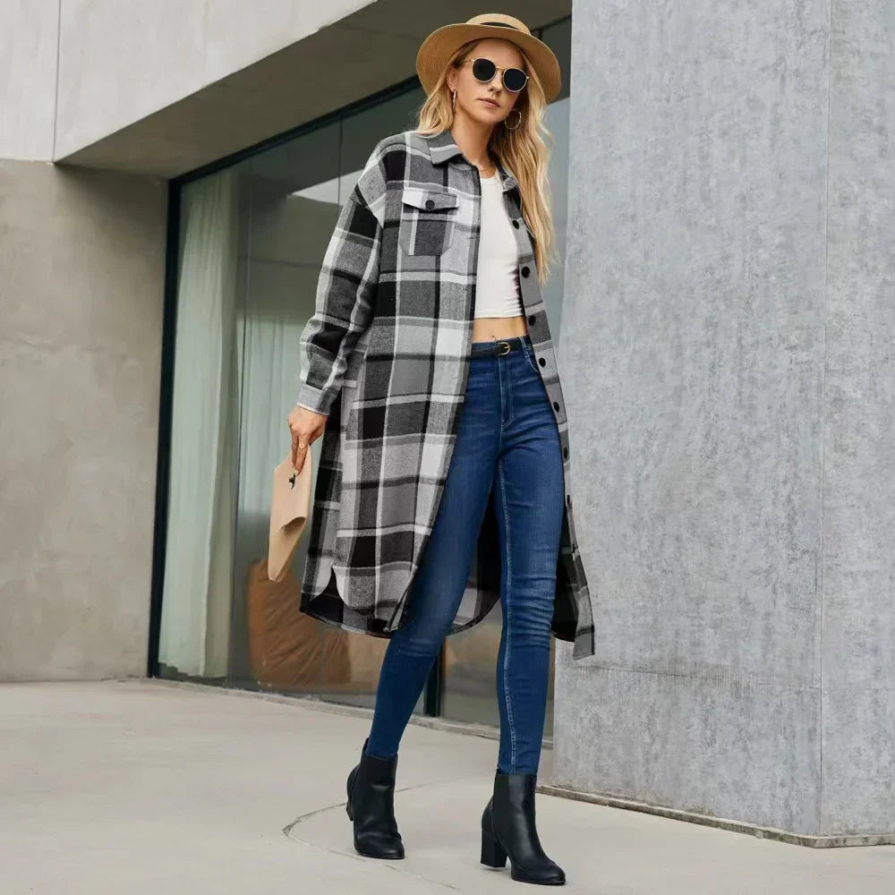 Rosannah | Side-Slit Checked Trench Coat