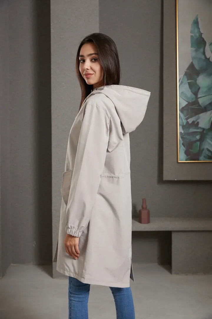 Pebbles | Hooded Trench Coat with Button Details