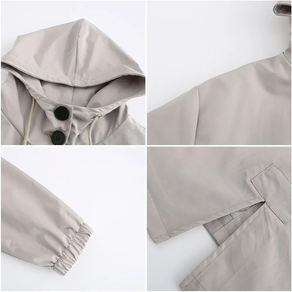 Pebbles | Hooded Trench Coat with Button Details