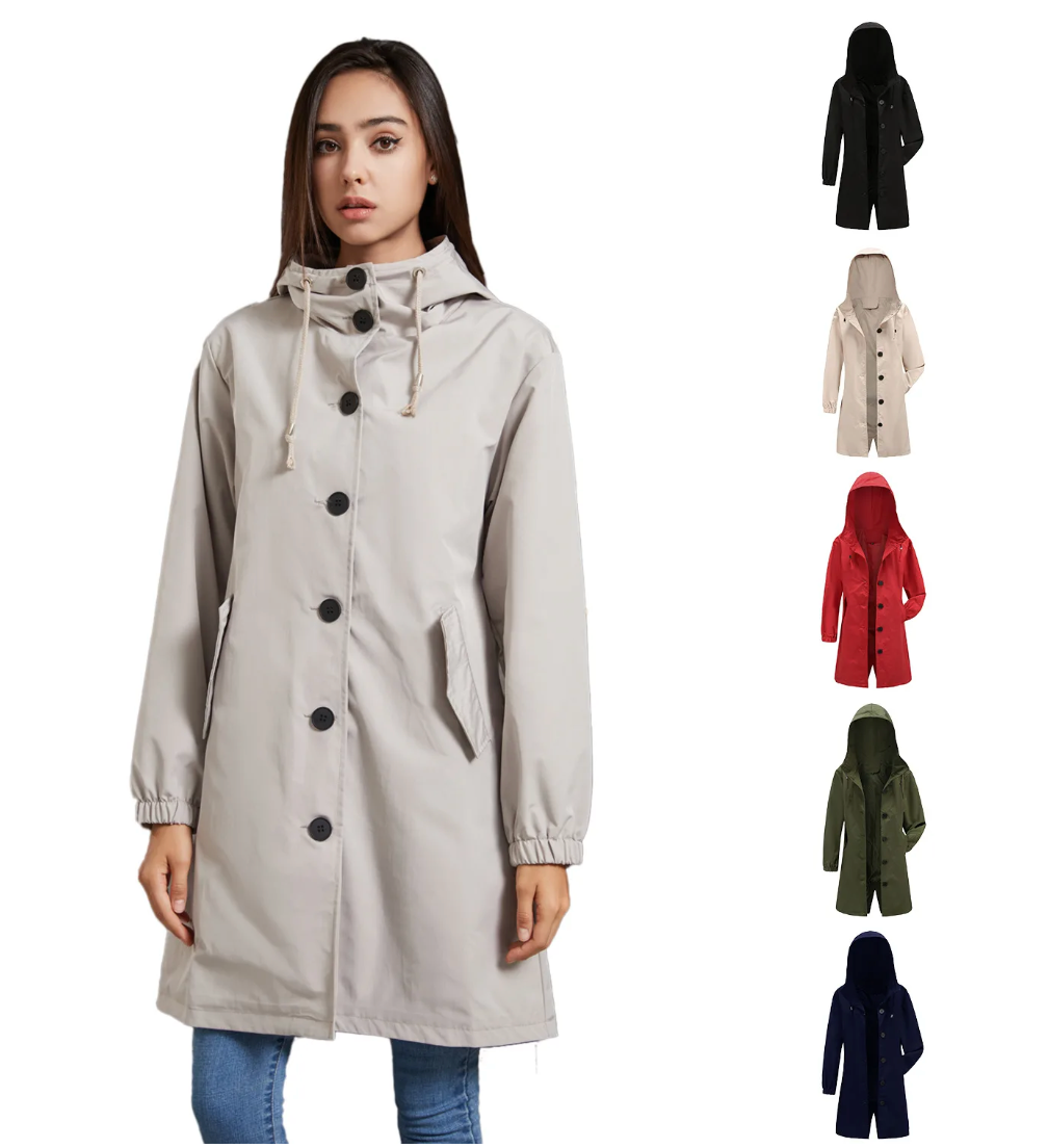 Pebbles | Hooded Trench Coat with Button Details