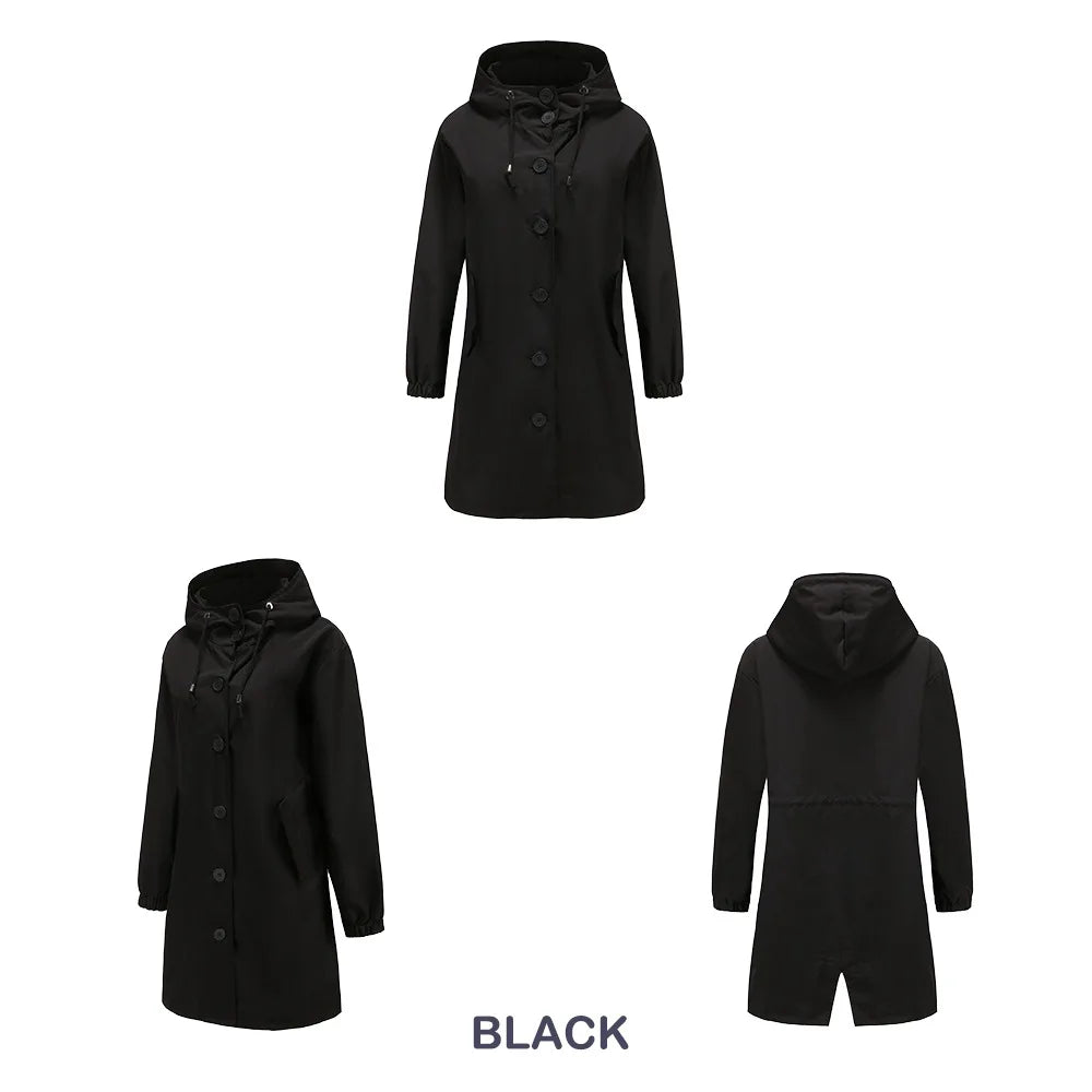 Pebbles | Hooded Trench Coat with Button Details