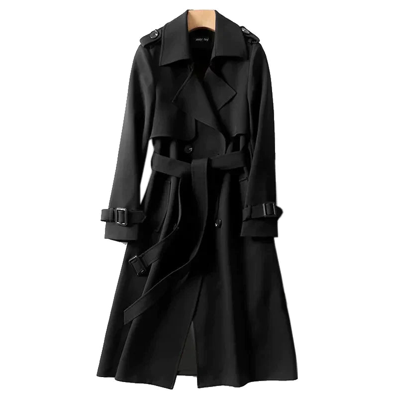 Linde | Double-Breasted Long Trench Coat