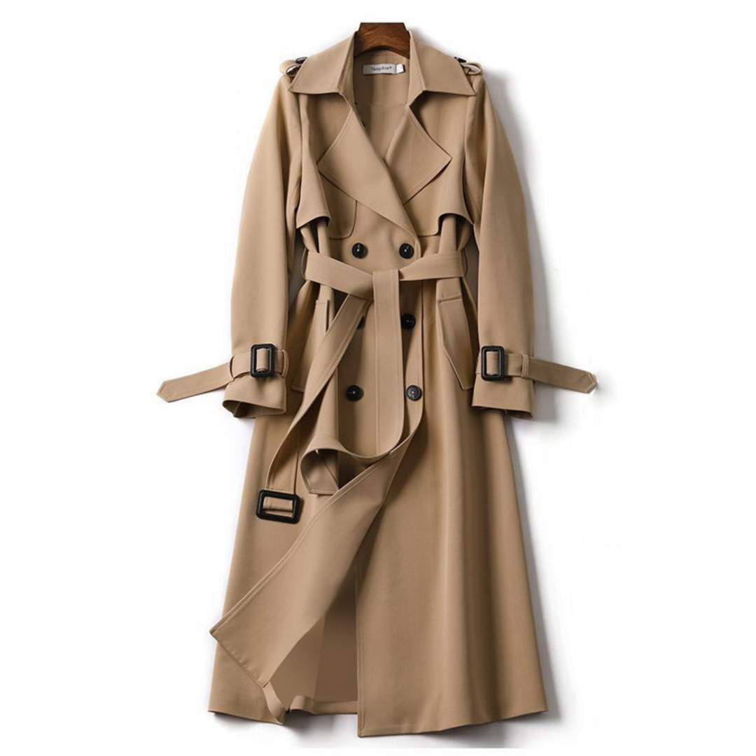 Linde | Double-Breasted Long Trench Coat