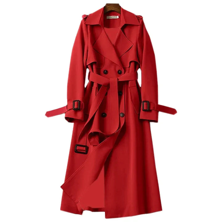 Linde | Double-Breasted Long Trench Coat