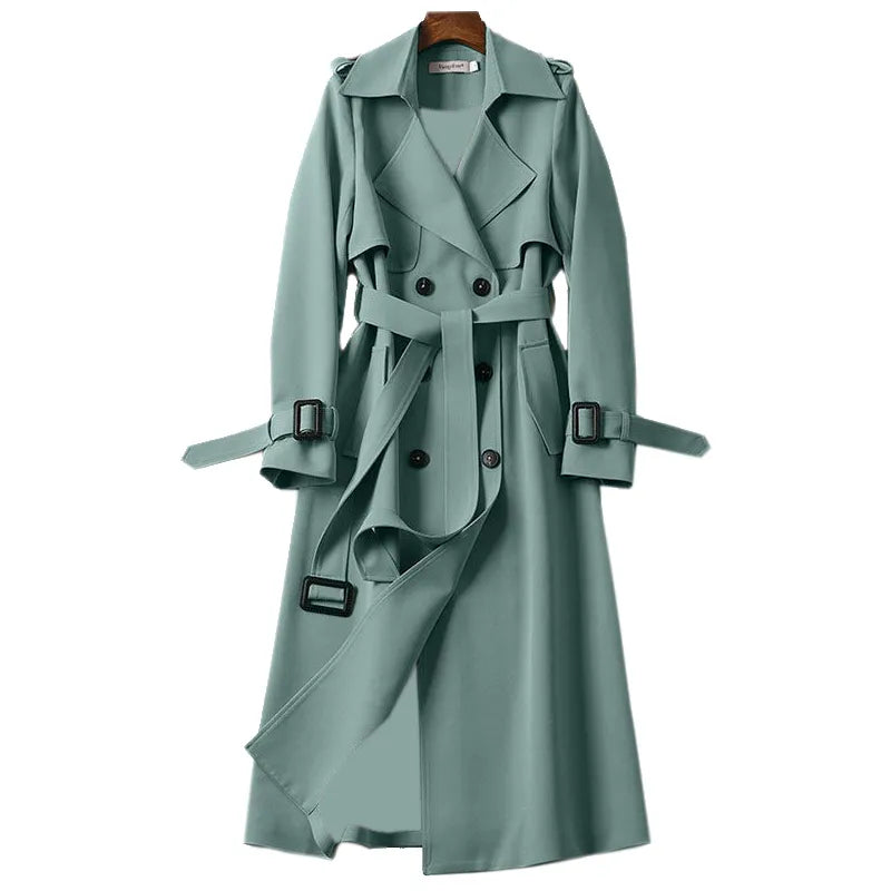 Linde | Double-Breasted Long Trench Coat