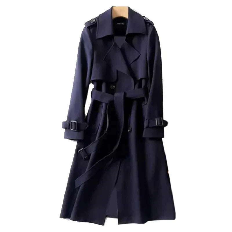 Linde | Double-Breasted Long Trench Coat
