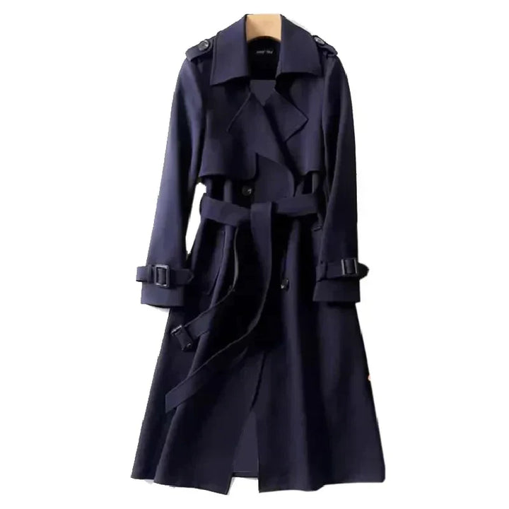Linde | Double-Breasted Long Trench Coat
