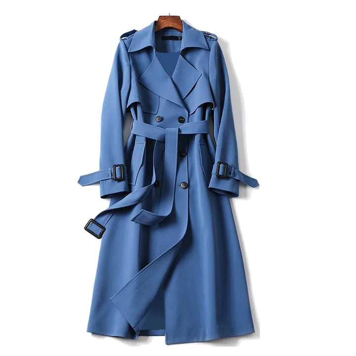 Linde | Double-Breasted Long Trench Coat