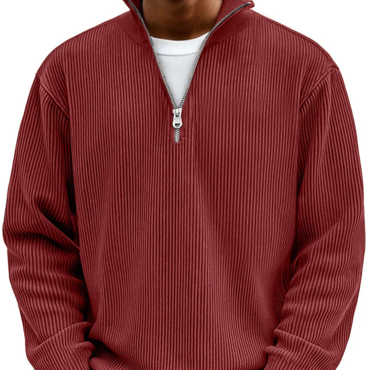 Men's High Neck Sweater Zip-Up Knitted Ribbed Funnel Neck Pullover Casual Smart-Casual Layering Everyday Warm Ronson