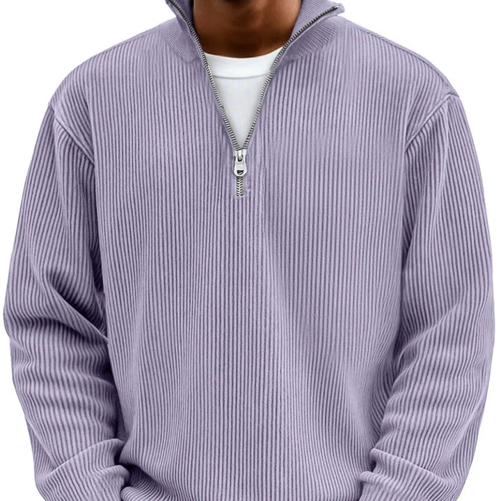 Men's High Neck Sweater Zip-Up Knitted Ribbed Funnel Neck Pullover Casual Smart-Casual Layering Everyday Warm Ronson