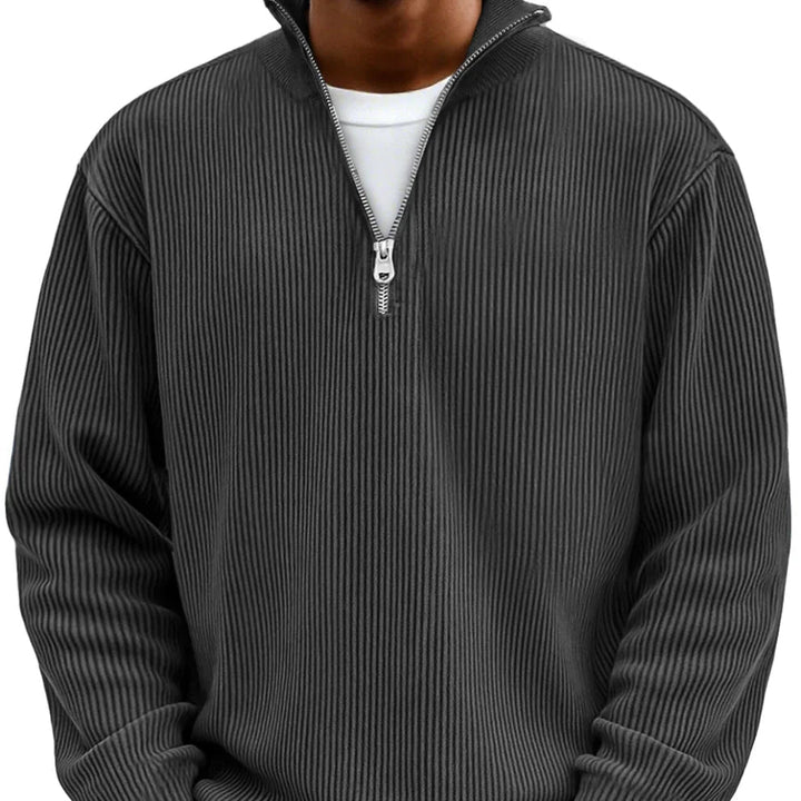 Men's High Neck Sweater Zip-Up Knitted Ribbed Funnel Neck Pullover Casual Smart-Casual Layering Everyday Warm Ronson